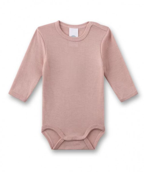 Babybody langarm aus Merinowolle & Seide Altrose