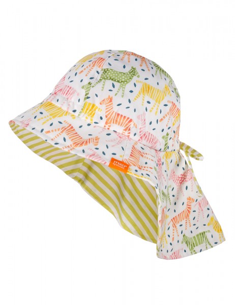 Flapper mit Nackenschutz und Bindeband, zebra hellgelb-orange