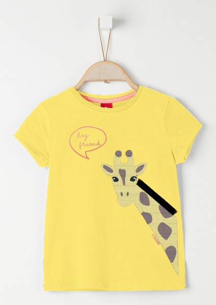 T-Shirt "Giraffe" mit Pailetten, gelb