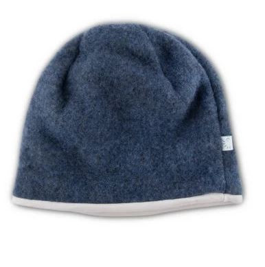 Mütze Wollfleece GOTS Jeans Melange