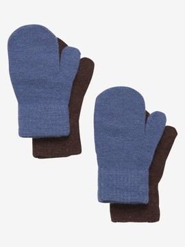 Fäustlinge 2-Pack, Braun/Blau, 70% Wolle