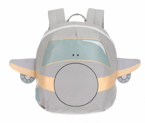 Kindergartenrucksack Tiny Flugzeug Grau