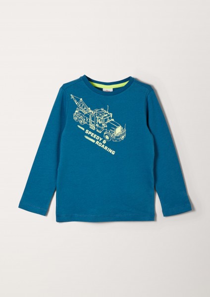 Jerseyshirt mit Gummiprint, azurblau
