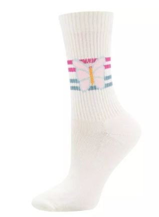 Socken GOTS Schmetterling weiß