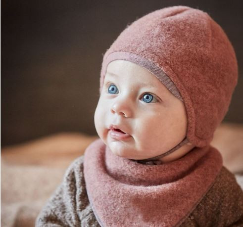 Baby Mütze, 100% Wolle Fleece rose