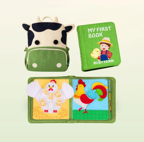 Rucksack und Buch Busy Farm