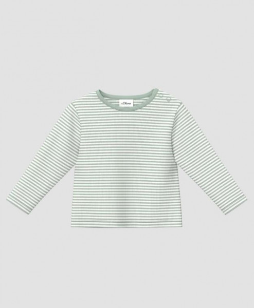 Langarmshirt Grün/Weiß