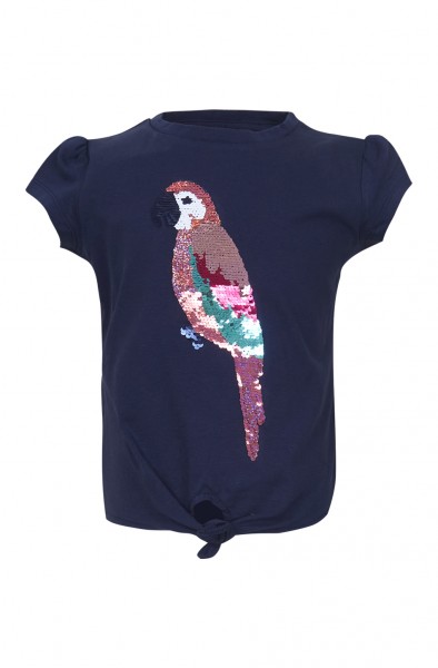 T-Shirt "Papagei" mit Pailetten, navy