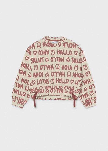 Pullover bedruckt, stein
