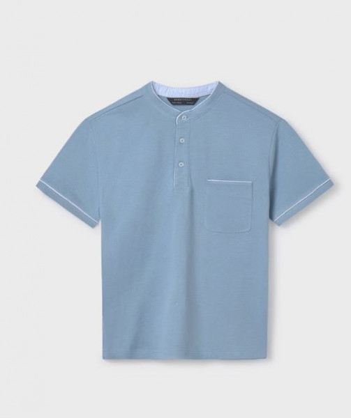 Poloshirt kurzarm Tasche, blau
