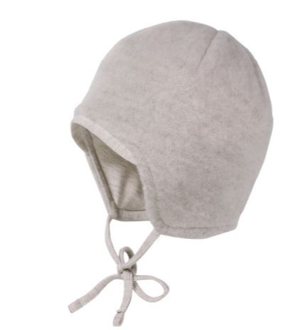 Baby Mütze, 100% Wolle Fleece beige