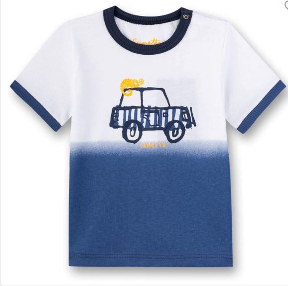 Jungen-Tshirt Automotiv in weiß/blau