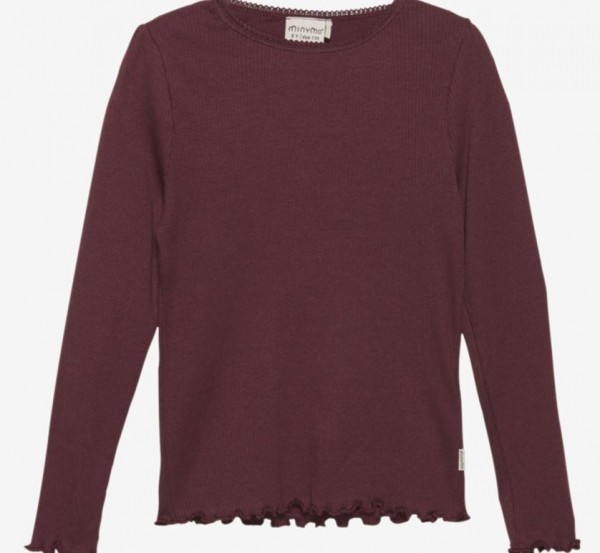 Langarmshirt Rib Dunkel rose