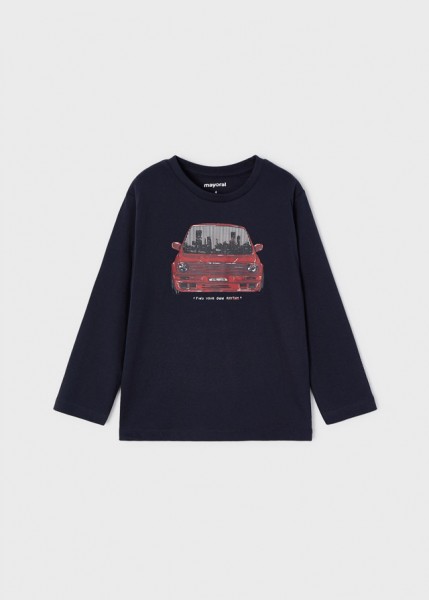 Shirt langarm Lentikular Auto, marinblau