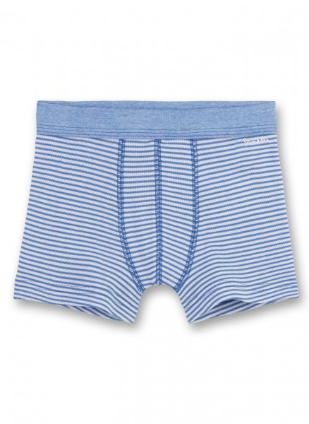 Sanetta, Feinripp-Shorts in blau/weiß gestreift, 60Grad waschbar, 100% Bio-Baumwolle