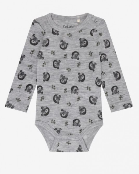 Langarmbody 100% Merinowolle Grau
