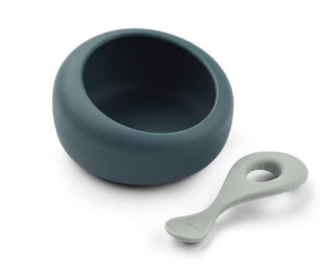 Sparia Silikonschüssel und Löffel Blue