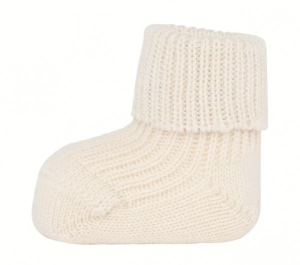Socken mit Umschlag Elfenbein Wolle 100%