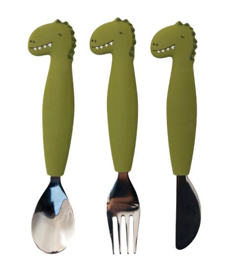 Kinderbesteck Set aus Silikon 3-teilig Mr. Dino