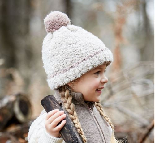MINI Mütze, Umschlag Pompon hellbraun teddy