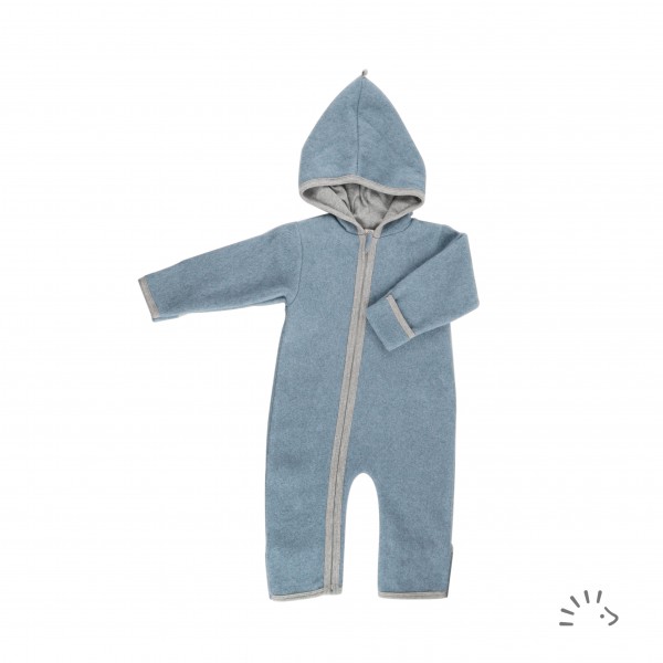 Overall Baumwollfleece GOTS, steinblau melange