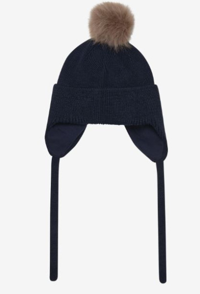 Mütze 50% Wolle Blau
