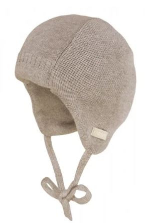 Baby Mütze, 100% Baumwolle Strick, beige