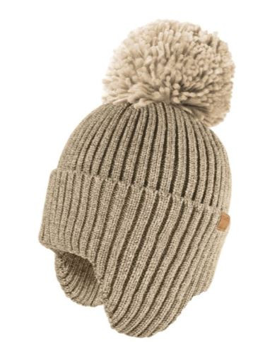 MINI Mütze, Umschlag Pompon hellbraun