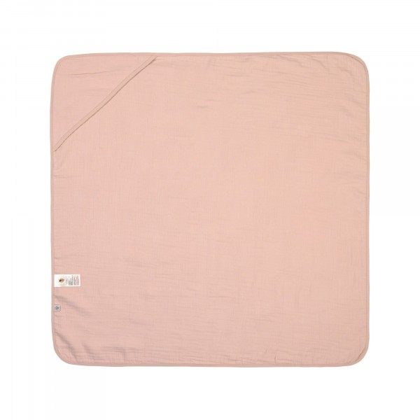 Kapuzenhandtuch aus Mull-Muslin, 90x90, powder pink