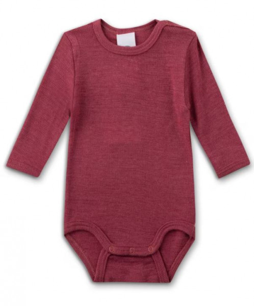 Babybody langarm aus Merinowolle & Seide Bordo