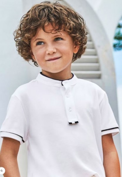 Kurzarm Polo Shirt Maokragen, weiss