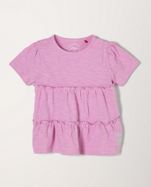 T-Shirt mit Rüschen, dunkelrosa
