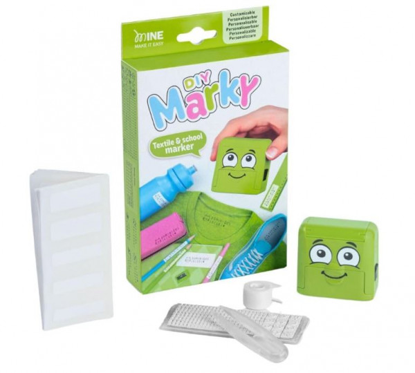 Stempel Set mit Etiketten und Thermo-Klebeband Blau