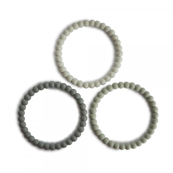Beißring-Armbänder Silikon-Perlen, 3 Stck, Green Tea