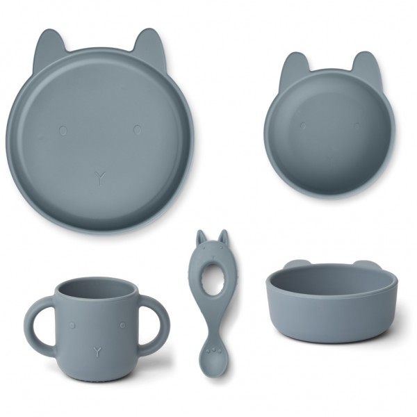 Silikon-Geschirrset "Vivi", Rabbit whale blue