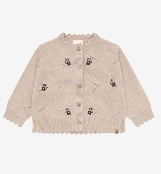 Strickjacke Blumen/Beige