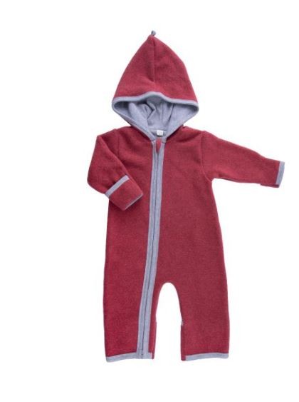 Baby Overall, GOTS, Baumwollfleece Maroon