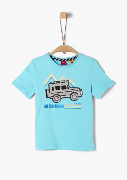 S'Oliver, T-Shirt mit Wendepailletten in türkis, Automotiv
