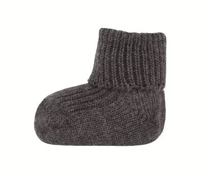 Socken mit Umschlag Antrazit Wolle 100%