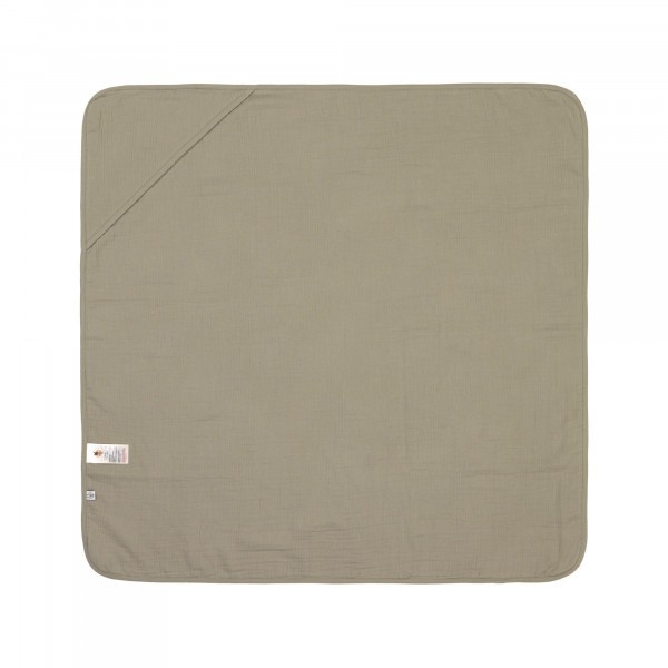 Kapuzenhandtuch aus Mull-Muslin, 90x90, olive