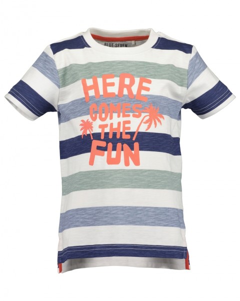 T-Shirt, Rundhals, weiss gestreift