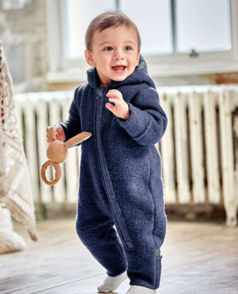 GOTS Baby-Overall Blau meliert