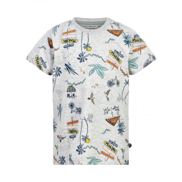 Minymo, T-Shirt in grau mit bunten Sommer-Motiven