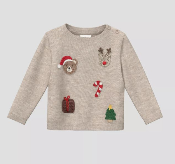 Strickpullover Weihnachten Beige
