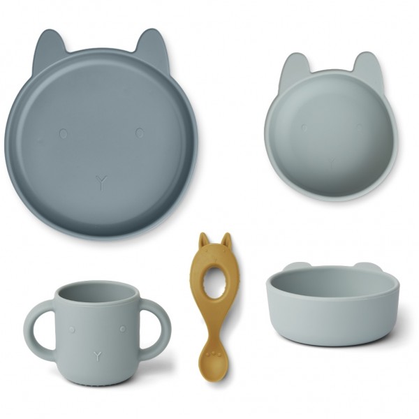 Silikon-Geschirrset "Vivi", Rabbit blue multi mix