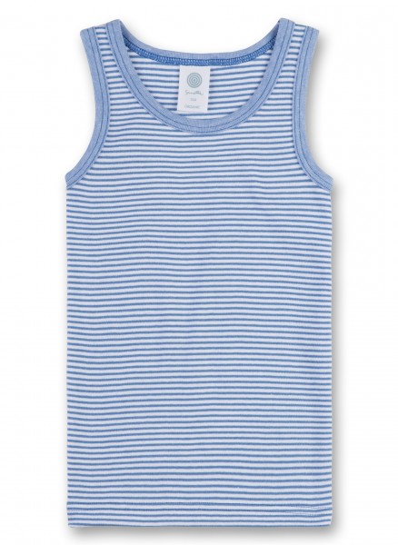Sanetta, Jungen-Unterhemd in blau/weiß gestreift, 60Grad waschbar, 100% Bio-Baumwolle