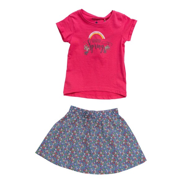 BlueSeven, Set T-Shirt+Rock, Welcome Spring in rosa