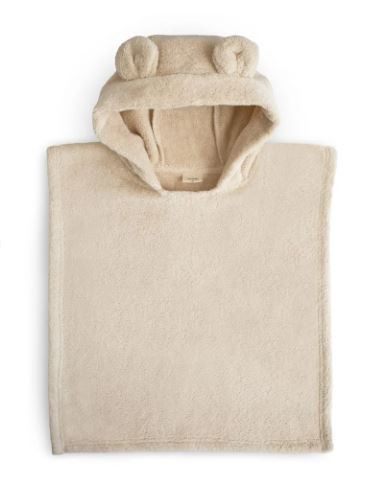 Poncho Beige/Bär 100% Bio-Baumwolle