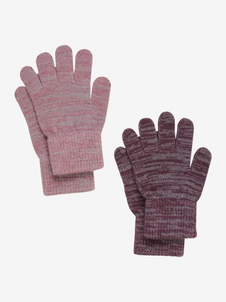 Handschuhe 2-Pack, Rose Braun, reflektierende,52% Wolle