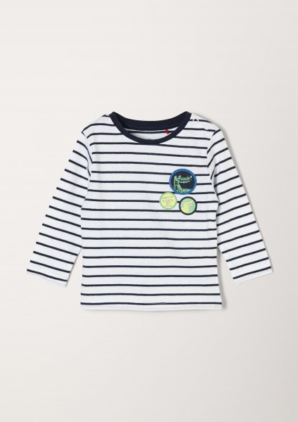 Langarmshirt gestreift, weiß